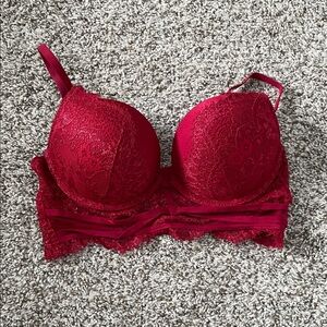 La Senza classic plunge Lace Push-Up Bra - Red